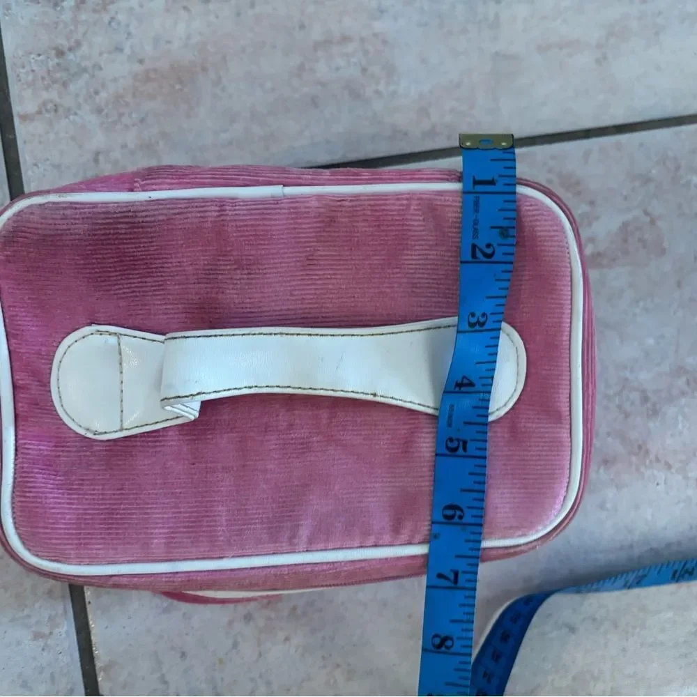 Juicy Couture Cosmetic Makeup Case Pink Brown Handle clutch purse handbag
